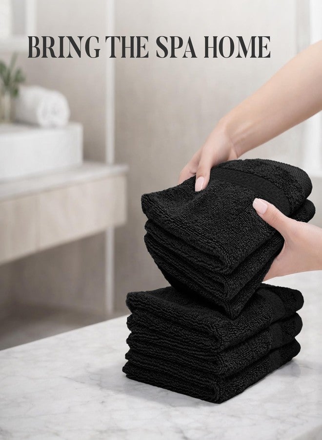 RIVERSIDE 12-Pack Premium 100% Cotton Black Face Towels for Bathroom [12x12] - Reusable Luxury Face Wash Cloths for Showering - 550 GSM Super Soft & Absorbent Washcloths for Body, Spa & Gym - Image 4