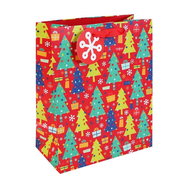 Eurowrap TCF Trees Gift Bag – Christmas and Holiday Wrapping, Seasonal Packaging for Presents, Festive Gifting, Holiday Celebration, and Perfect Christmas Gift Presentation - Size LARGE