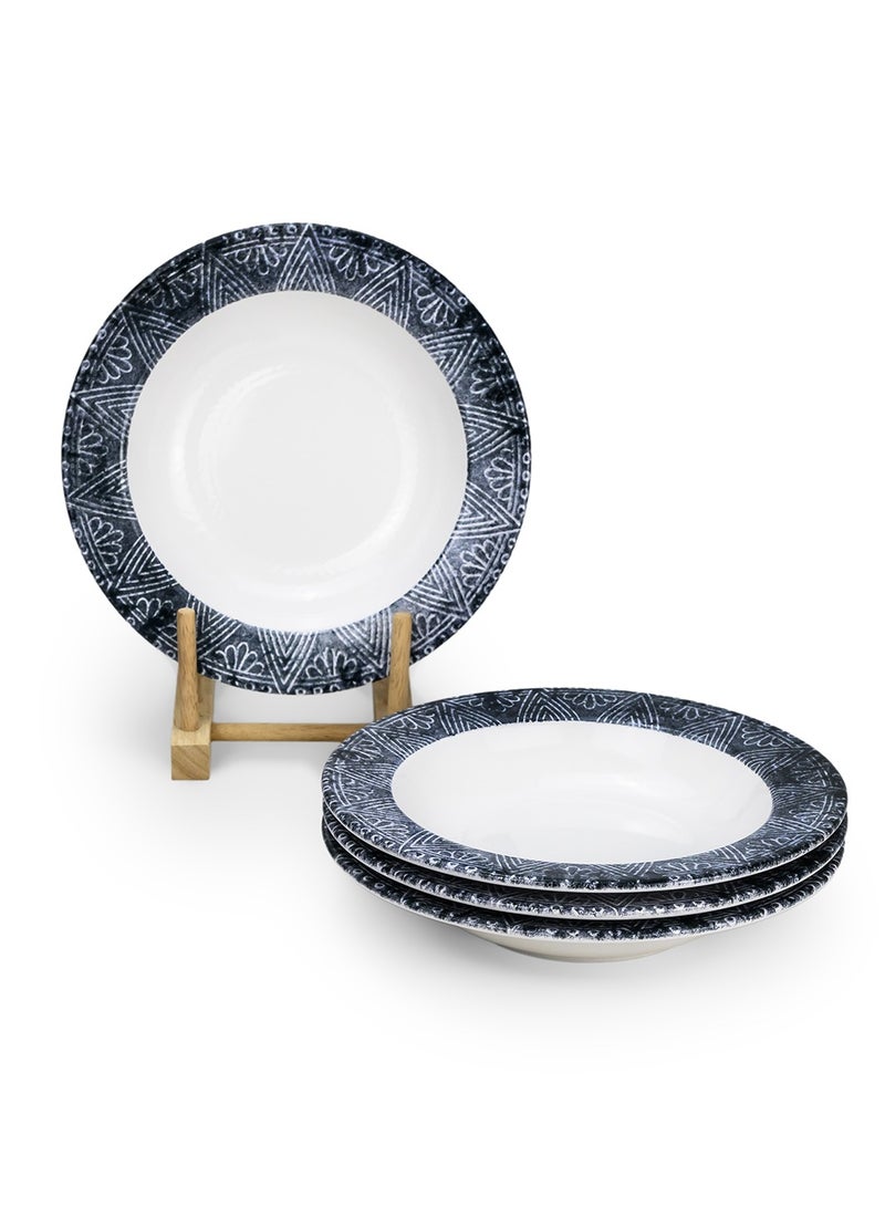 EDESSA Edessa Ceramic Ginko 22Cm Round Soup Plate, White (Set of 4)  - Image 1