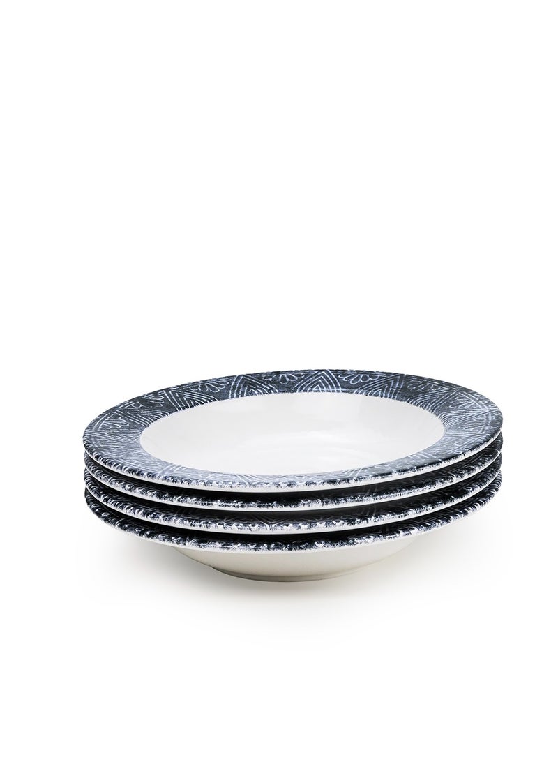 EDESSA Edessa Ceramic Ginko 22Cm Round Soup Plate, White (Set of 4)  - Image 2