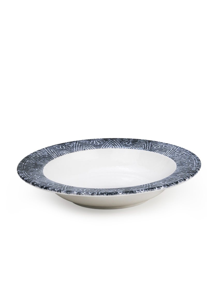 EDESSA Edessa Ceramic Ginko 22Cm Round Soup Plate, White (Set of 4)  - Image 4