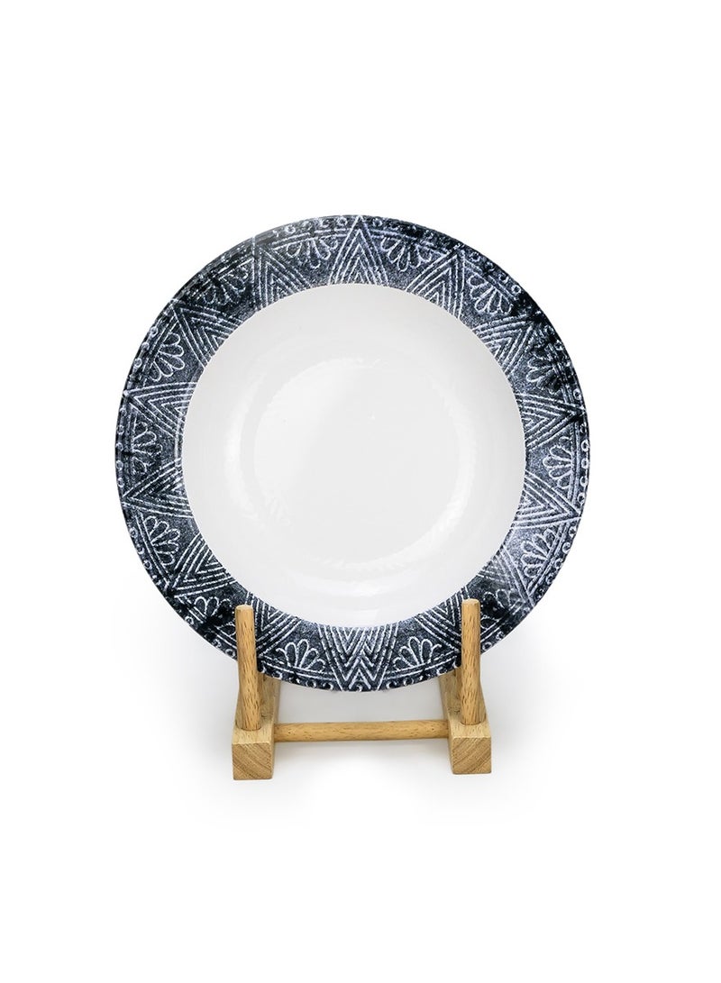 EDESSA Edessa Ceramic Ginko 22Cm Round Soup Plate, White (Set of 4)  - Image 3