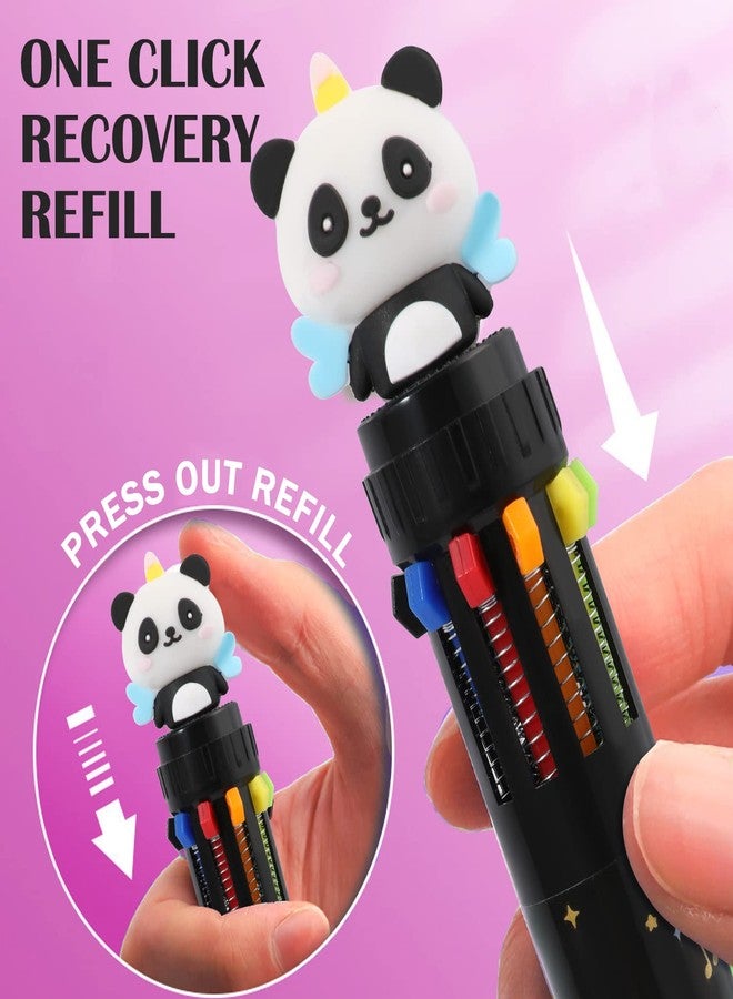 YOYTOO Multicolor Ballpoint Pen 0.7 mm, 10-in-1 Colored Pens Fine Point Retractable Cute Cartoon Animal Ballpoint Pens for School Office Supplies Students Kids Birthday Valentine Gifts, 6 Pack - Image 4