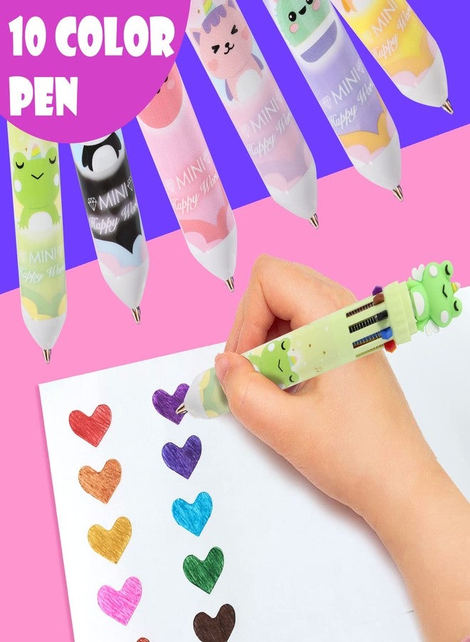 YOYTOO Multicolor Ballpoint Pen 0.7 mm, 10-in-1 Colored Pens Fine Point Retractable Cute Cartoon Animal Ballpoint Pens for School Office Supplies Students Kids Birthday Valentine Gifts, 6 Pack - Image 3