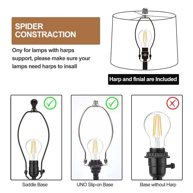 Luvkczc White Bedside Lamp Shades Set of 2 Replacement, Fabric Lampshades for Table Lamps Floor Lamps, Medium Lampshades 13" Top x 11" Bottom x 10" High, Drum Lamp Shade Harp Holder Included - Image 3