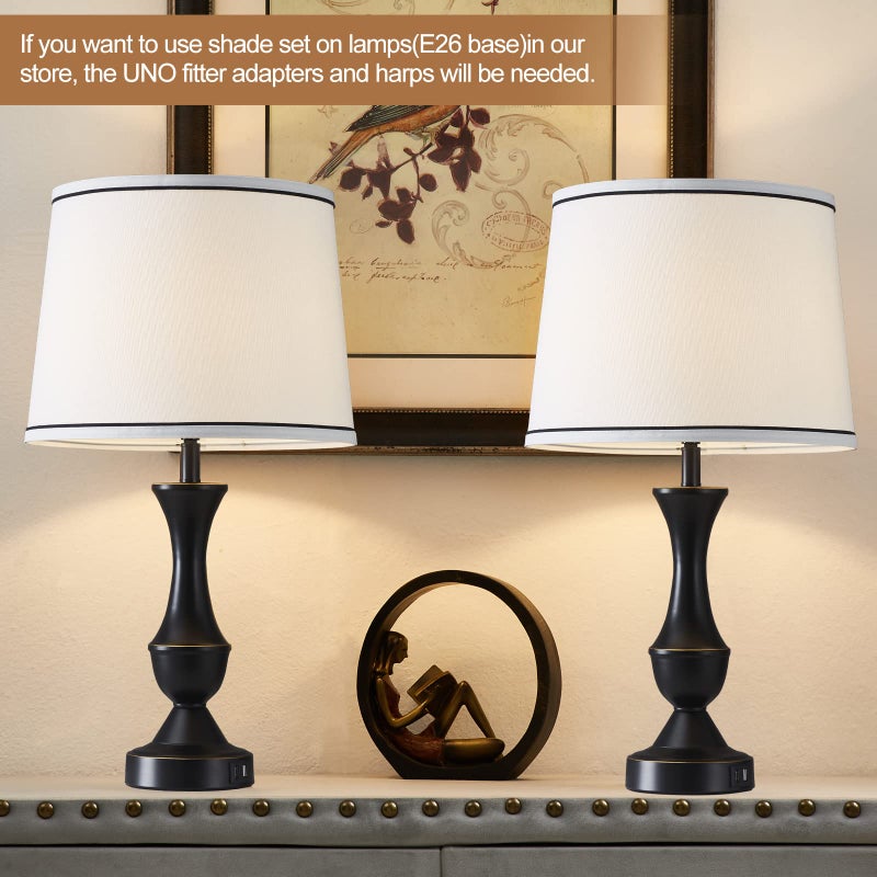 Luvkczc White Bedside Lamp Shades Set of 2 Replacement, Fabric Lampshades for Table Lamps Floor Lamps, Medium Lampshades 13" Top x 11" Bottom x 10" High, Drum Lamp Shade Harp Holder Included - Image 4