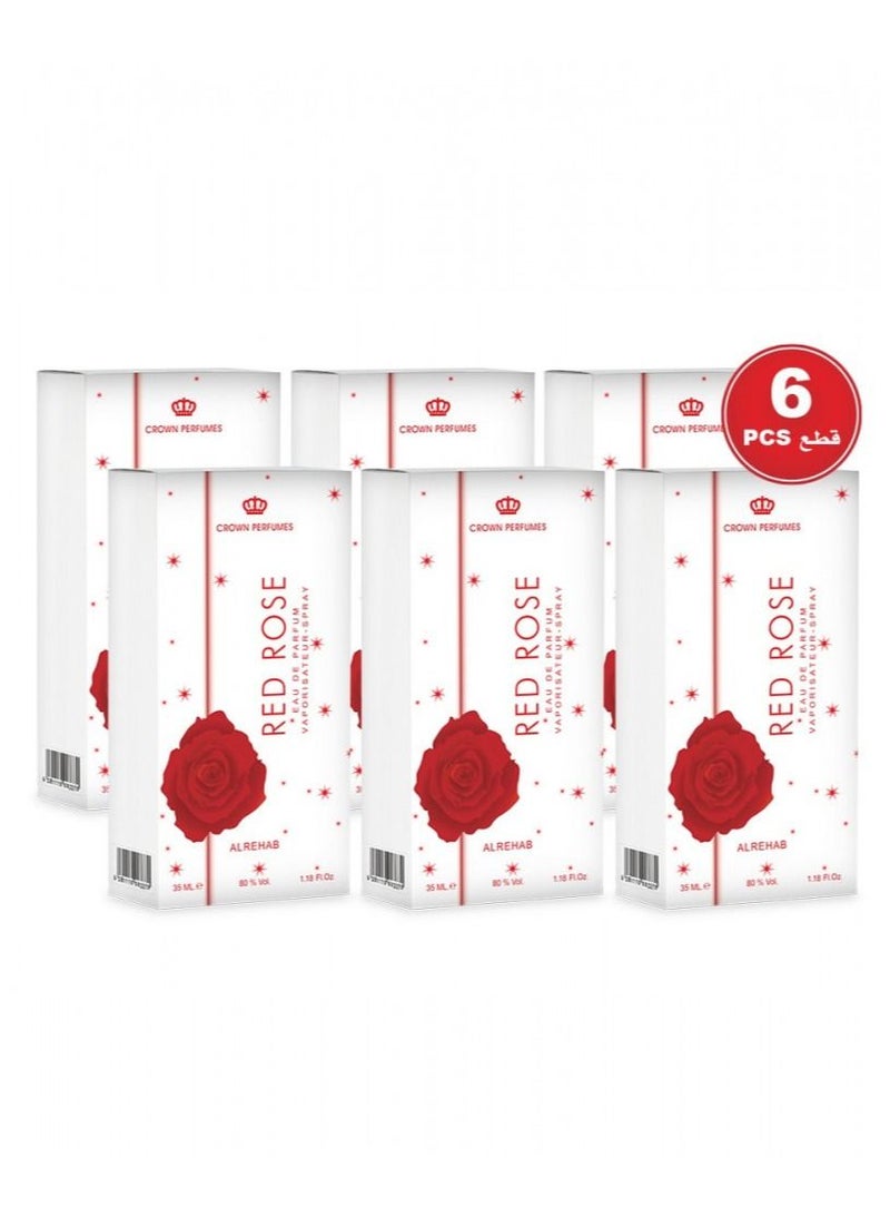 الرحاب للعطور ريد روز 35 مل - 6 قطع او دي بارفيوم - للنساء - Image 1