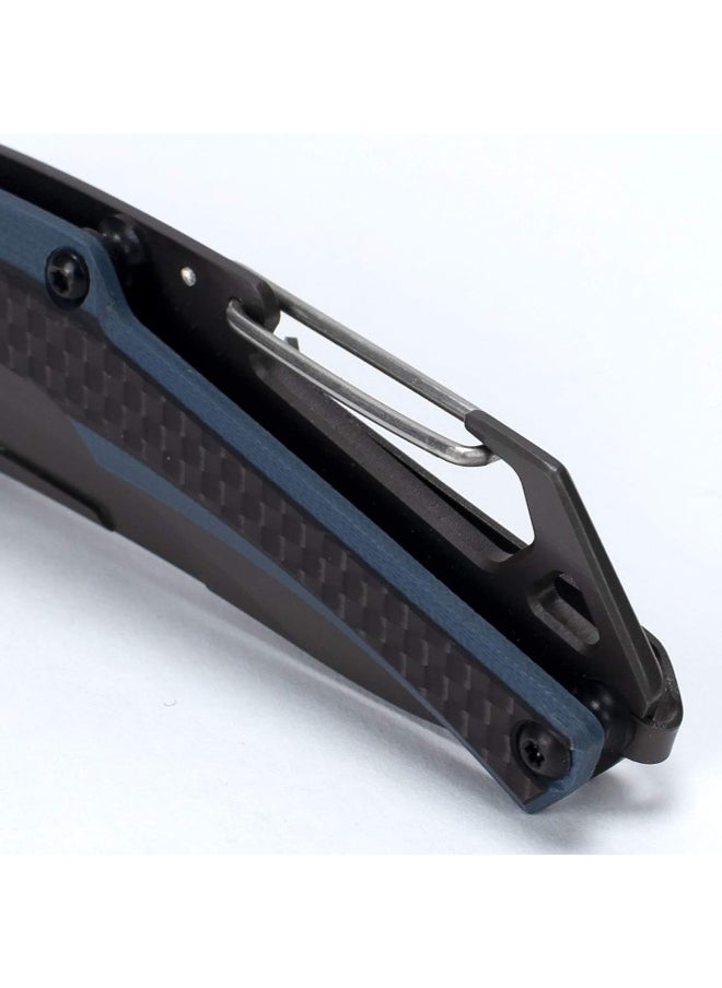 Kershaw - Kershaw Reverb XL Pocketknife; 3 in. 8Cr13MoV Titanium Carbo-Nitride Coated Blade; Carbon Fiber Overlay Handle with Steel Back; Manual Opening, Carabiner Clip and Frame Lock (1225), Black - Image 1