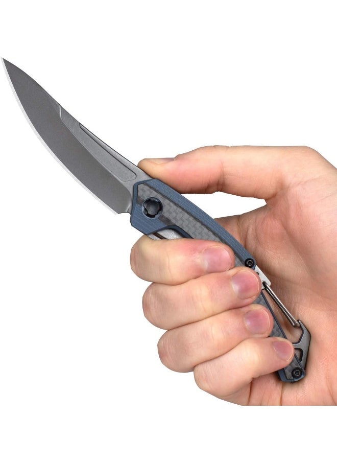 Kershaw - Kershaw Reverb XL Pocketknife; 3 in. 8Cr13MoV Titanium Carbo-Nitride Coated Blade; Carbon Fiber Overlay Handle with Steel Back; Manual Opening, Carabiner Clip and Frame Lock (1225), Black - Image 1