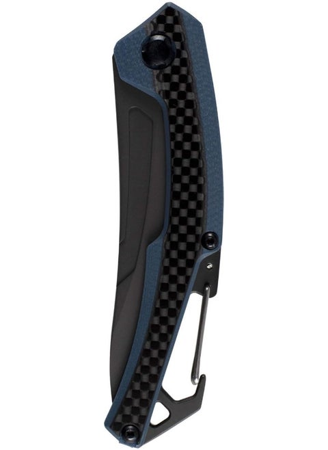 Kershaw Reverb XL Pocketknife; 3 in. 8Cr13MoV Titanium Carbo-Nitride Coated Blade; Carbon Fiber Overlay Handle with Steel Back; Manual Opening, Carabiner Clip and Frame Lock (1225), Black