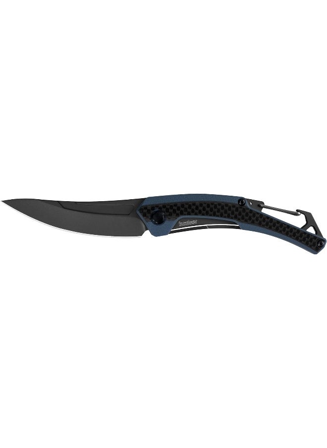 Kershaw - Kershaw Reverb XL Pocketknife; 3 in. 8Cr13MoV Titanium Carbo-Nitride Coated Blade; Carbon Fiber Overlay Handle with Steel Back; Manual Opening, Carabiner Clip and Frame Lock (1225), Black - Image 1