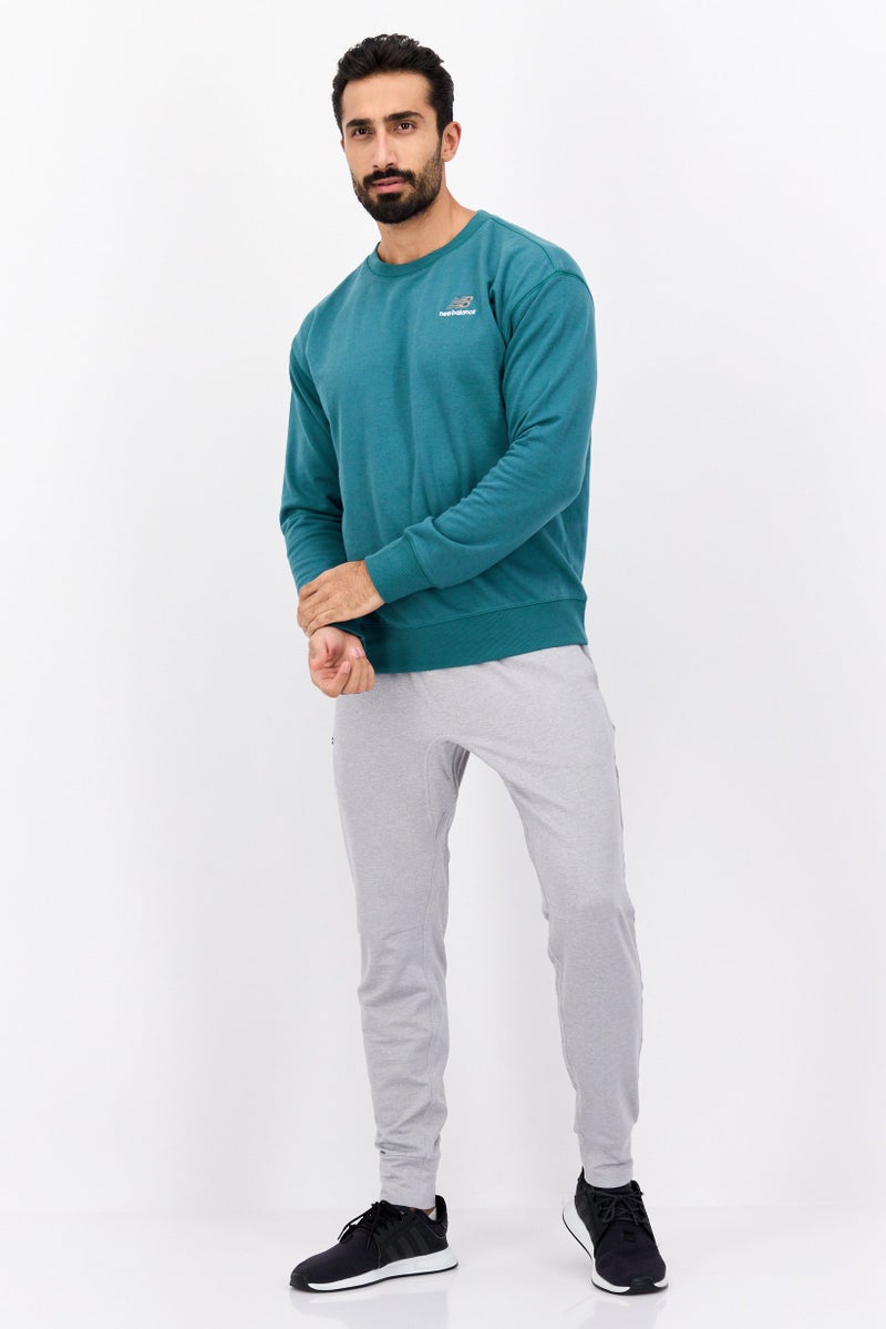New Balance سويت شيرت خارجي بأكمام طويلة للرجال بتصميم مريح، أخضر - Image 2