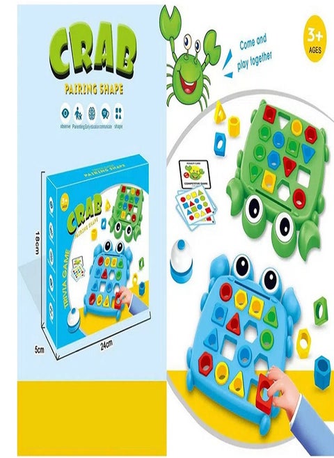 Cute Shape Geometry Cognition - Crab Pairing Game Numerous Patterns Color Shape Matching Toys - Includes 2 Crabs , Educational Games for Kids