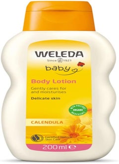 Weleda Weleda Calendula Baby Body Lotion 200ml | Organic Baby Moisturizer with Almond & Sesame Oil | Soothing & Hydrating Lotion for Delicate Skin | Natural Protection & Nourishment | Developed with Midwives 