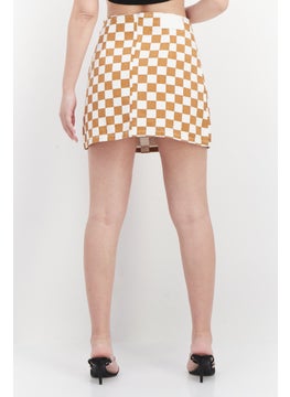 GLAMOROUS Women Checkered Demin Mini Skirt, White  - Image 2