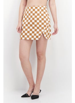GLAMOROUS Women Checkered Demin Mini Skirt, White  - Image 1