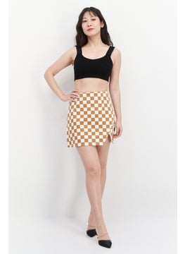 GLAMOROUS Women Checkered Demin Mini Skirt, White  - Image 4