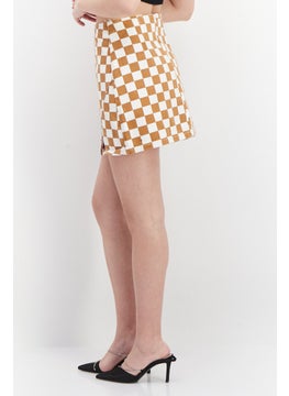 GLAMOROUS Women Checkered Demin Mini Skirt, White  - Image 3