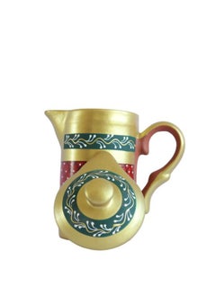 الروح الحب والارض إبريق ماء مصنوع يدويًا من الطين المطبوع مع غطاء  - Image 2