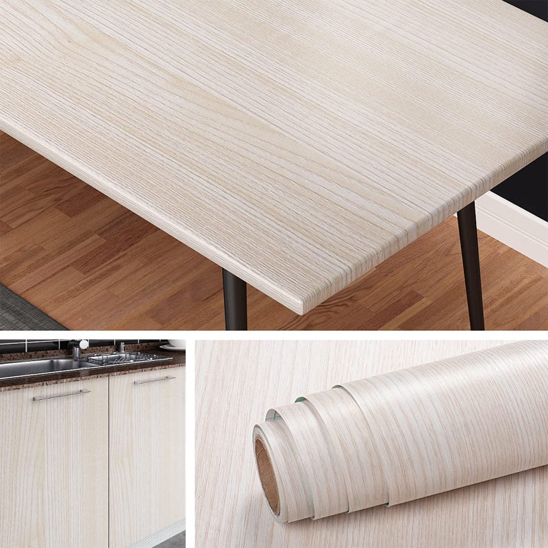 Livelynine Light Wood Grain Peel and Stick Wallpaper 158x197 Kitchen Cabinet Wallpaper Peel and Stick Waterproof Contact Paper for Countertops White Desk Covering Counter Covers Dresser Vinyl Wrap - Image 2