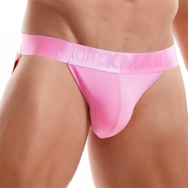 JOCKMAIL Mens Jockstrap Underwear Jock Straps Male Athletic Supporters for men Pink - Image 4