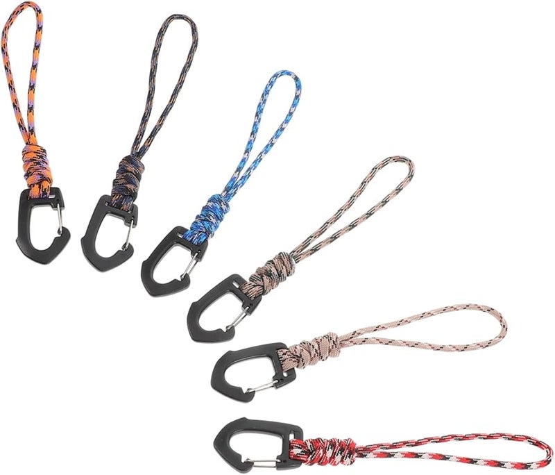 6Pcs Braided Wrist Lanyard with Clasp for Keys ID Badges Outdoor Activities Black - Image 2