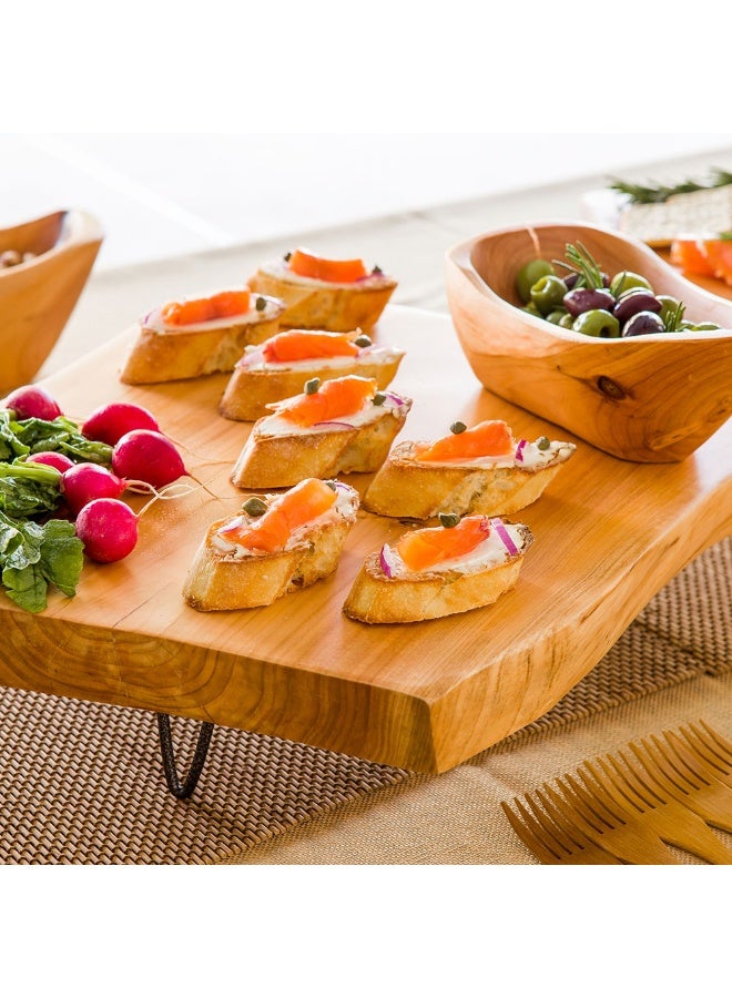 Restaurantware 15 x 14 x 1.5 Inch Rustic Cake Stand, 1 Durable Footed Serving Tray - 3-Legged, Slab Design, Wood Rustic Food Display Stand, Shatterproof, For Hors d'oeuvres, Appetizers, And Snacks - Image 3