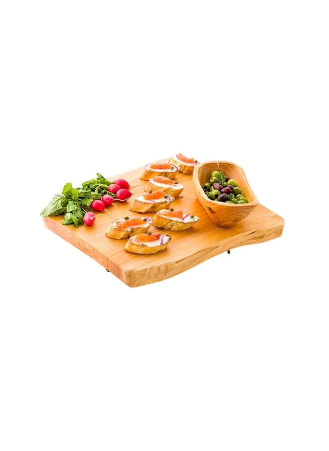 Restaurantware - Restaurantware- 15 x 14 x 1.5 Inch Rustic Cake Stand, 1 Durable Footed Serving Tray - 3-Legged, Slab Design, Wood Rustic Food Display Stand, Shatterproof, For Hors d'oeuvres, Appetizers, And Snacks - Image 1