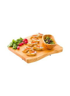 Restaurantware Restaurantware- 15 x 14 x 1.5 Inch Rustic Cake Stand, 1 Durable Footed Serving Tray - 3-Legged, Slab Design, Wood Rustic Food Display Stand, Shatterproof, For Hors d'oeuvres, Appetizers, And Snacks  - Image 4