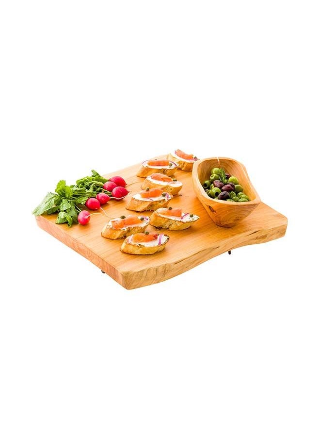 Restaurantware - Restaurantware- 15 x 14 x 1.5 Inch Rustic Cake Stand, 1 Durable Footed Serving Tray - 3-Legged, Slab Design, Wood Rustic Food Display Stand, Shatterproof, For Hors d'oeuvres, Appetizers, And Snacks - Image 1