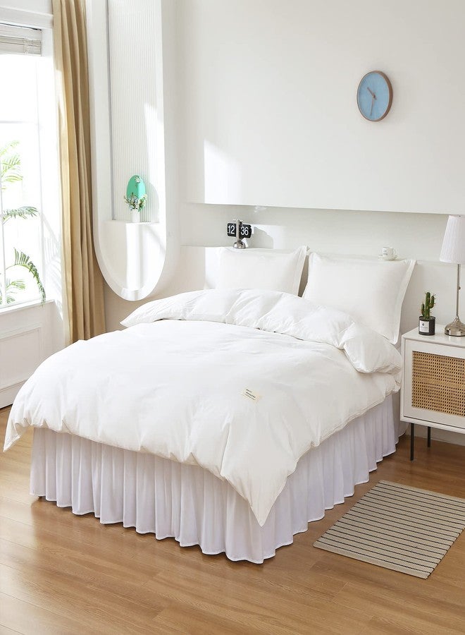 MEILA Wrap Around Bed Skirt Three Fabric Sides Elastic Dust Ruffled 16 Inch Tailored Drop,Easy to Install Fade Resistant-White, Queen/King - Image 5