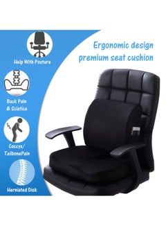 Super ZYouth Coccyx Seat Cushion & Lumbar Support Pillow for Office Chair, Car, Wheelchair Memory Foam Chair Cushion for Sciatica, Lower Back & Tailbone Pain Relief Desk Pad with Adjustable Strap, Black  - Image 2