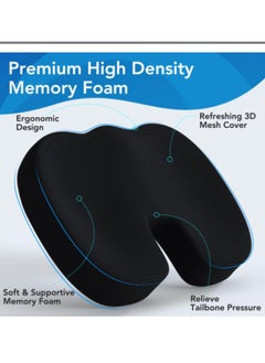 Super ZYouth Coccyx Seat Cushion & Lumbar Support Pillow for Office Chair, Car, Wheelchair Memory Foam Chair Cushion for Sciatica, Lower Back & Tailbone Pain Relief Desk Pad with Adjustable Strap, Black  - Image 3