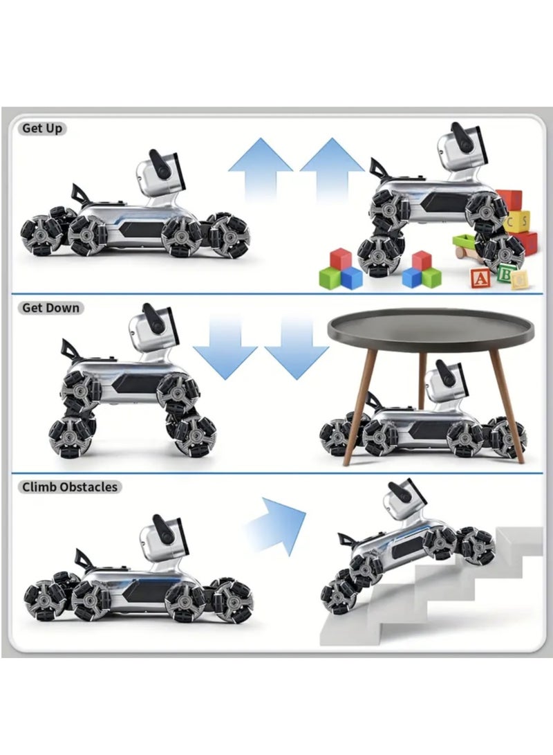 هالاكيدس لعبة كلب بجهاز تحكم عن بعد _ كلب روبوت ذكي _ جرو روبوت بثماني عجلات لغرفة المعيشة في ساحة غرفة النوم الخارجية ، لوازم ترفيهية للأطفال الصغار ، جرو آلي قابل لإعادة الشحن للأطفال - Image 4