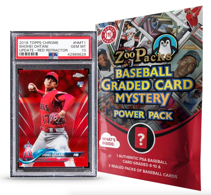Palos Designs Shohei Ohtani PSA Graded Card Mystery Power Pack - 1 PSA Graded Ohtani Card and 2 Packs of Cards Per Pack - Amazon Exclusive - Image 1