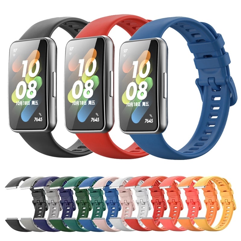 erorex For Huawei Band 7 / Honor Band 7 Pure Color Silicone Watch Band(White) - Image 5