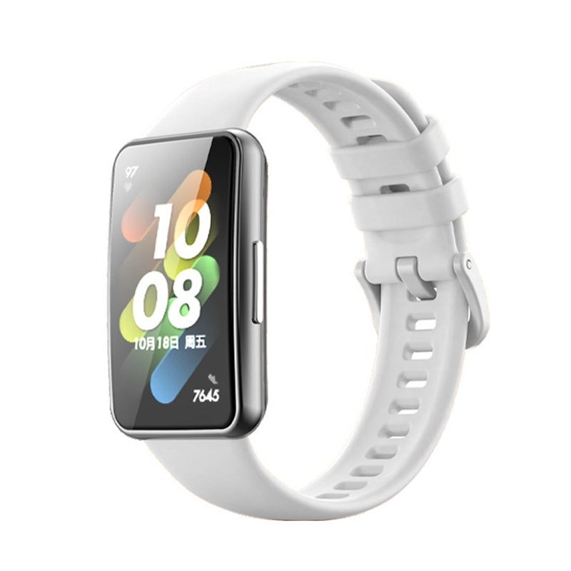 erorex For Huawei Band 7 / Honor Band 7 Pure Color Silicone Watch Band(White) - Image 1