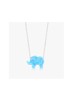 Fayrouz Jewellery Fayruz Jewelry Stainless Steel Blue Opal Chain Necklace 45cm Length, Blue Opal, for Women 18K White Gold Plated Steel Fashion Jewelry Necklace Chunky Jewelry for Girls and Women  - Image 1