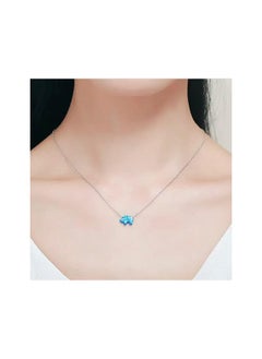 Fayrouz Jewellery Fayruz Jewelry Stainless Steel Blue Opal Chain Necklace 45cm Length, Blue Opal, for Women 18K White Gold Plated Steel Fashion Jewelry Necklace Chunky Jewelry for Girls and Women  - Image 2