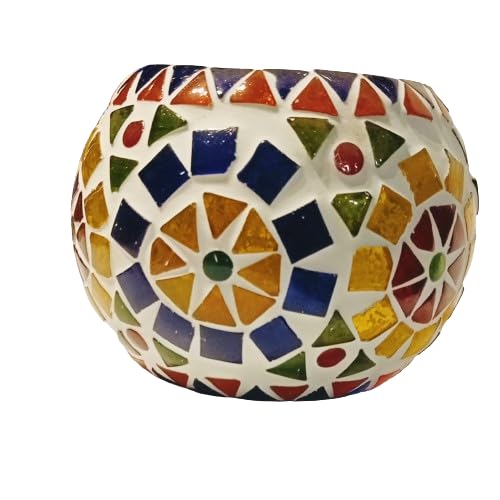 BHAVIKA DECOR Mosaic Glass Tealight Votive Candle Holder with Tea Light Candles for Indoor Outdoor Decoration Christmas Decoration ItemsChristmas Candle Holder001 - Image 1