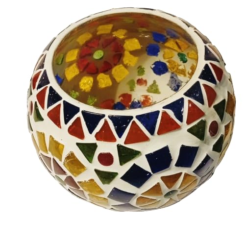 BHAVIKA DECOR Mosaic Glass Tealight Votive Candle Holder with Tea Light Candles for Indoor Outdoor Decoration Christmas Decoration ItemsChristmas Candle Holder001 - Image 2