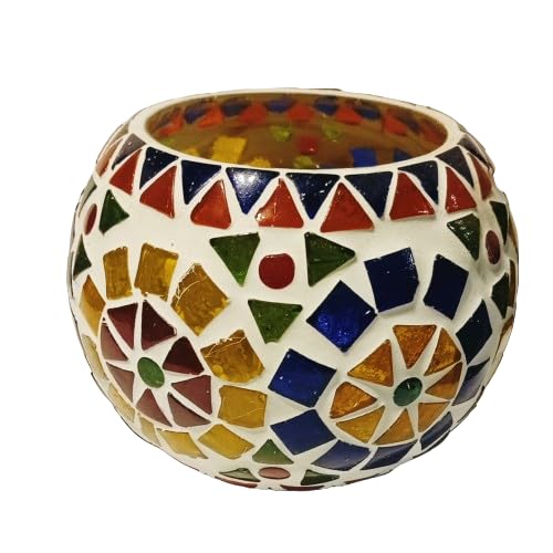 BHAVIKA DECOR Mosaic Glass Tealight Votive Candle Holder with Tea Light Candles for Indoor Outdoor Decoration Christmas Decoration ItemsChristmas Candle Holder001 - Image 3