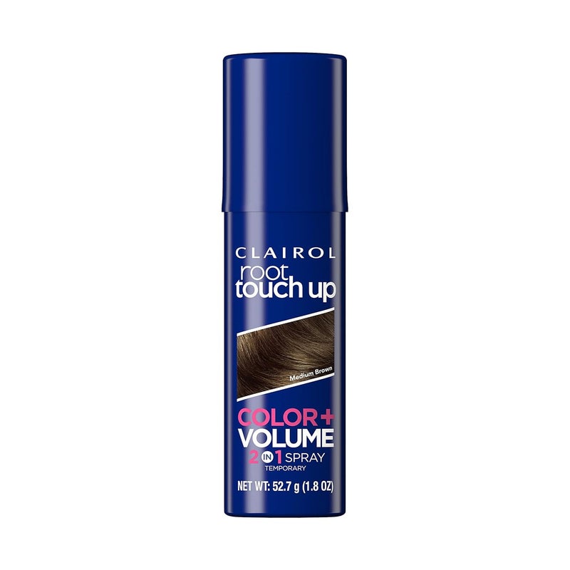 Clairol Root TouchUp Color Volume 2in1 Temporary Hair Coloring Spray Medium Brown Hair Color Pack of 1 Packaging May Vary