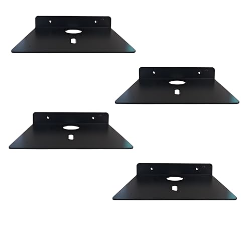 myl Metal Wall Mounted Floating Shelf with Cable Access Hole Flat Wall (4, Black) - Image 1