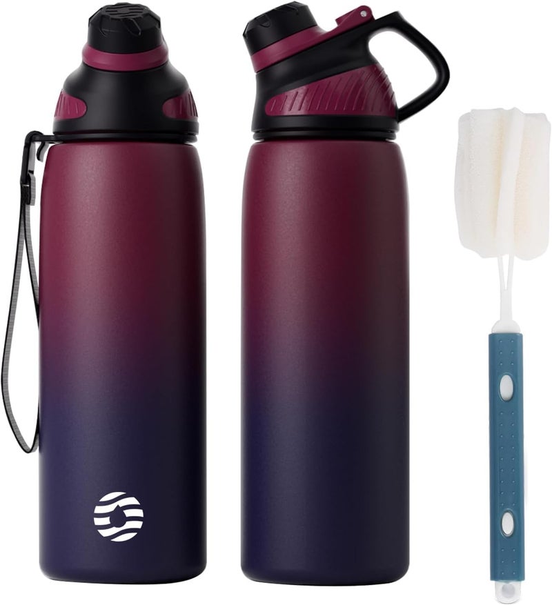 FjBottle Stainless Steel Water Bottle 600ml/800ml/1L/1.5L with Magnetic Lid, BPA Free Insulated Water Bottle, Sports Metal Hot&Cold Drinks Vacuum Flask Leak-Proof for Gym, Work, Travel - Image 1