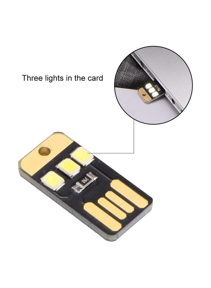 بيعتكلها 5 قطع مصباح ليلي محمول مزود ببطاقة جيب صغيرة وسلسلة مفاتيح LED تعمل بالطاقة USB وإضاءة ليلية لبنك الطاقة والكمبيوتر المحمول (عبوة من 5 قطع، LED أبيض) - Image 2