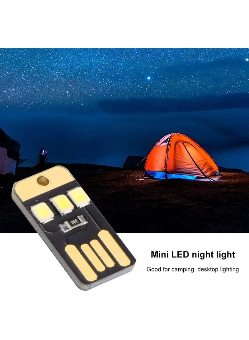 بيعتكلها 5 قطع مصباح ليلي محمول مزود ببطاقة جيب صغيرة وسلسلة مفاتيح LED تعمل بالطاقة USB وإضاءة ليلية لبنك الطاقة والكمبيوتر المحمول (عبوة من 5 قطع، LED أبيض) - Image 3