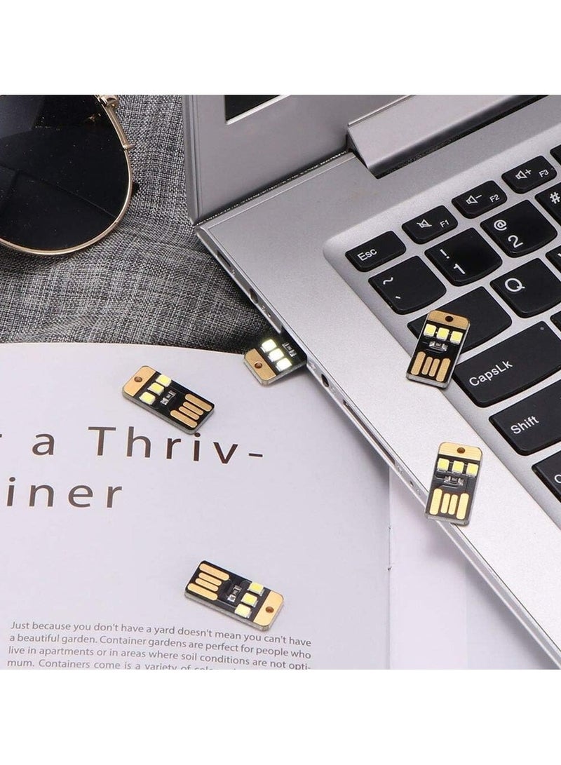 بيعتكلها 5 قطع مصباح ليلي محمول مزود ببطاقة جيب صغيرة وسلسلة مفاتيح LED تعمل بالطاقة USB وإضاءة ليلية لبنك الطاقة والكمبيوتر المحمول (عبوة من 5 قطع، LED أبيض) - Image 5