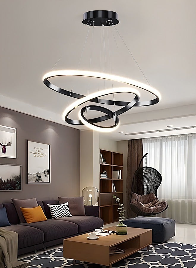 APEX Smart Modern LED Chandeliers, 3 Rings LED Pendant Light Fixture Dimmable Contemporary Circular LED with BT Wireless  Remote Control 3 Color - Image 2
