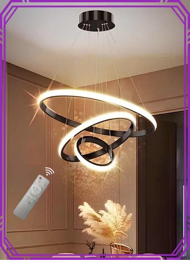 APEX Smart Modern LED Chandeliers, 3 Rings LED Pendant Light Fixture Dimmable Contemporary Circular LED with BT Wireless  Remote Control 3 Color - Image 2
